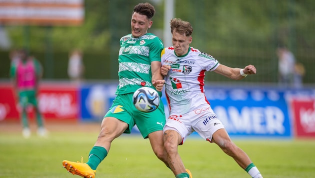 Maximilian Scharfetter (re.) machte für den WAC acht Bundesliga-Spiele.