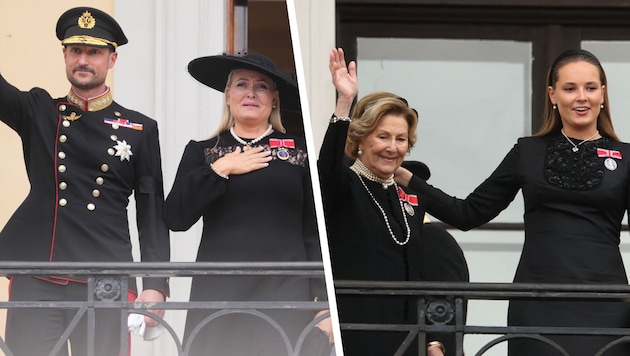 King Haakon VIII (from left), Queen Mette-Marit, Queen Sonja, and Crown Princess Ingrid ...