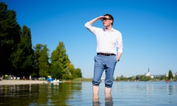 Klima- und Bäderstadtrat Jürgen Czernhorszky (SPÖ) im Strandbad Alte Donau (Wassertemperatur: 24 ...