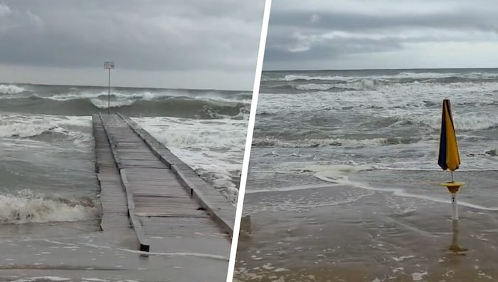 Im Badeort Jesolo ist das Meer normalerweise ruhig und flach, doch der Sturm sorgt für heftigen ...