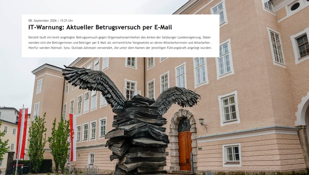Die Büros des Landes, unter anderem im Chiemseehof, waren Ziel eines Angriffes von Betrügern.