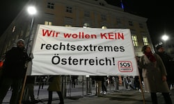 Protest gegen Rechtsextremismus am Ballhausplatz in Wien im Jänner 2025