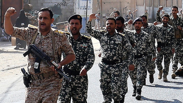 Houthi-Kämpfer während einer Mobilisierungsaktion