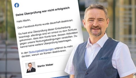 Meta hat die Konten des steirischen Bürgermeisters Martin Weber gesperrt. 