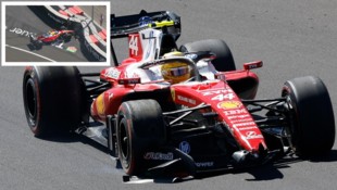 Lewis Hamilton fuhr nach seinem Unfall mit dem beschädigten Auto weiter.