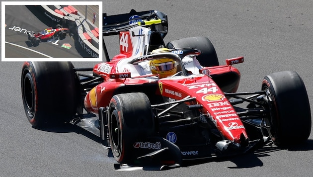 Lewis Hamilton fuhr nach seinem Unfall mit dem beschädigten Auto weiter.