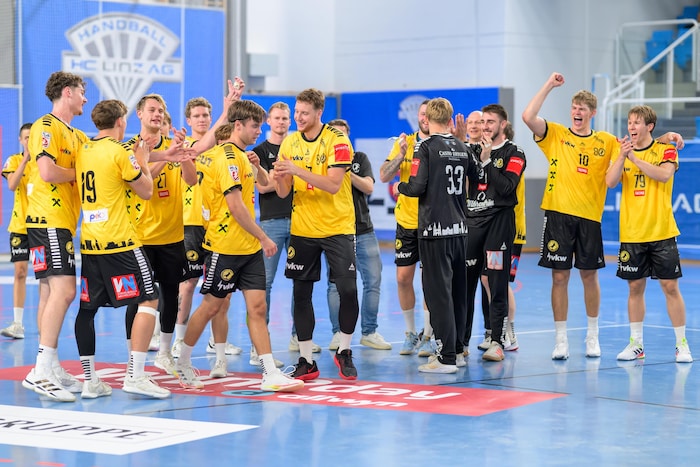 Der Bregenzer Jubel nach dem 30:23-Auswärtssieg in Linz war berechtigterweise groß