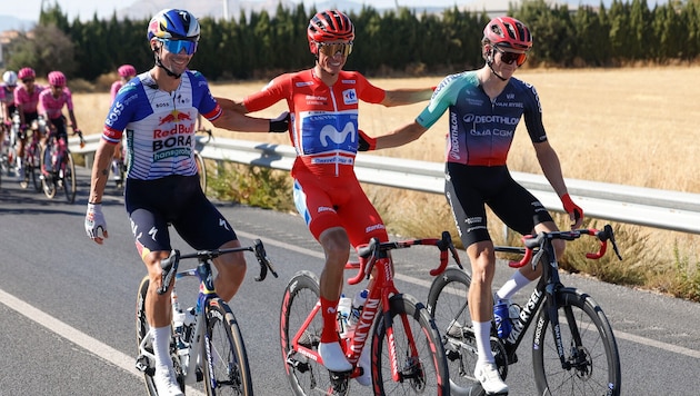 Die Top 3: Promoz Roglic, Enric Mas und Felix Gall (v.l.)