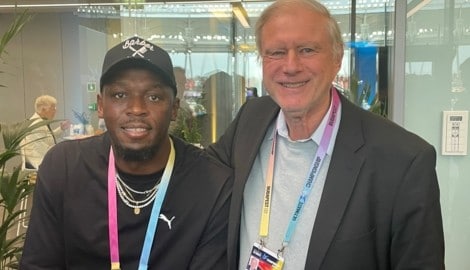 Usain Bolt mit Olaf Brockmann