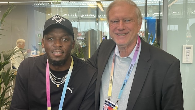 Usain Bolt mit Olaf Brockmann