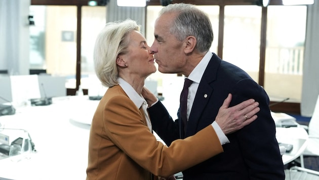Kanadas Premier Mark Carney (beim G7-Gipfel mit EU-Kommissionschefin Ursula von der Leyen) will ...