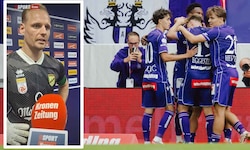 Die Wiener Austria jubelt über den 2:1-Sieg – sehr zum Unverständnis von Lustenau-Goalie Domenik ...