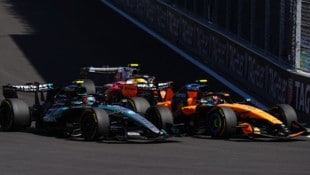 Kimi Antonelli (l.) im Duell mit Lando Norris