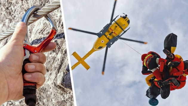 Nach dem Kletterunfall wurde die Verletzte mittels Tau geborgen.