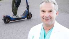 Holger Till, Chef der Grazer Kinder- und Jugendchirurgie, mahnt zur Vorsicht: „E-Scooter sind ...