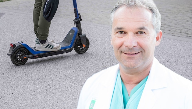 Holger Till, Chef der Grazer Kinder- und Jugendchirurgie, mahnt zur Vorsicht: „E-Scooter sind ...