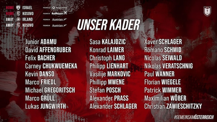 Österreichs Kader für die Nations-League-Spiele