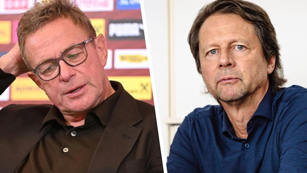 Teamchef Ralf Rangnick und Peter Schöttel