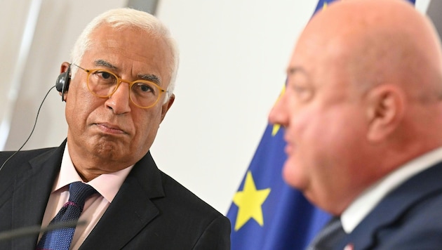 EU-Ratspräsident Antonio Costa und Österreichs Bundeskanzler Christian Stocker