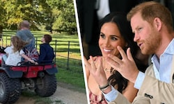 Prinz Harry und Herzogin Meghan bringen ihre Kinder in der Früh im Auto zur Schule. Bewacht von ...