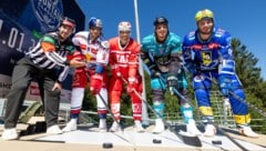 Schiri Christoph Sternat, Thomas Raffl (Red Bull Salzburg), Thomas Hundertpfund (KAC), Brian ...