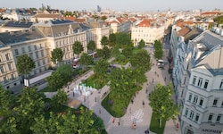 Das Rendering zeigt die Neugestaltung des Aumannplatzes.