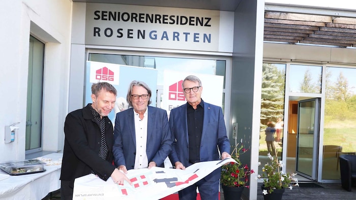 Die Masterminds: Architekt Reithofer, Bürgermeister Hutter und OSG-Obmann Kollar (v. li.).