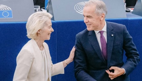 EU-Kommissionspräsident Ursula von der Leyen und Kanadas Premier Mark Carney streben ...