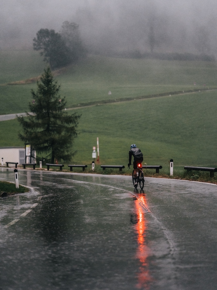 For nearly 38 hours, he pedaled through rain and darkness.