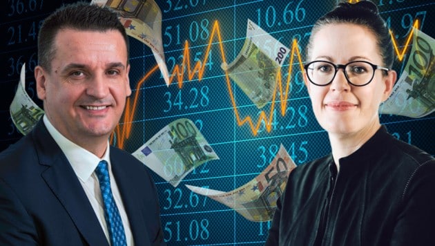 Ivan Vlaho, Chef Bank Austria, und Gerda Holzinger-Burgstaller, Vorstandsvorsitzende der Erste ...