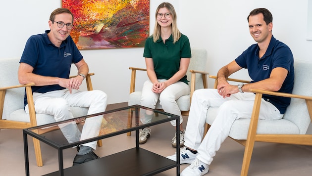 Bernhard Angermayr, Diätologin Johanna Fuchs und Sebastian Klein (v.li.)