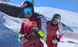 Die ÖSV-Speeddamen Carmen Spielberger (l.) und Emily Schöpf sind aktuell in La Parva am ...