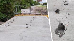 Warum? Trotz eindeutiger Absperrung spazierten zwei Personen über die frisch betonierte Brücke.