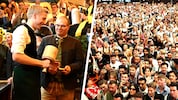Seit 12 Uhr fließt auf der Wiesn das Bier ... der neue Oberbürgermeister (ganz links) hat beim ...