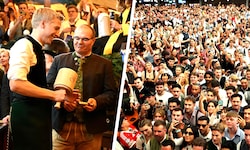 Seit 12 Uhr fließt auf der Wiesn das Bier ... der neue Oberbürgermeister (ganz links) hat beim ...
