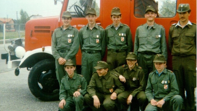 Albert Sperl (ganz rechts) ist im Jahr 1976 der Feuerwehr in Neukirchen/E. beigetreten.