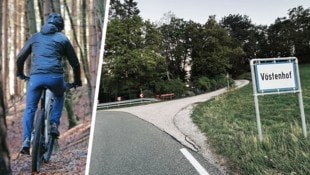 Über eine asphaltierte Straße führt der Weg weiter über einen Forstweg. Dieser ist aber für ...