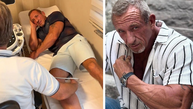 Verletzt, aber für Profistuntman und Schauspieler Max Fraisl kein Grund, die Dreharbeiten zu ...