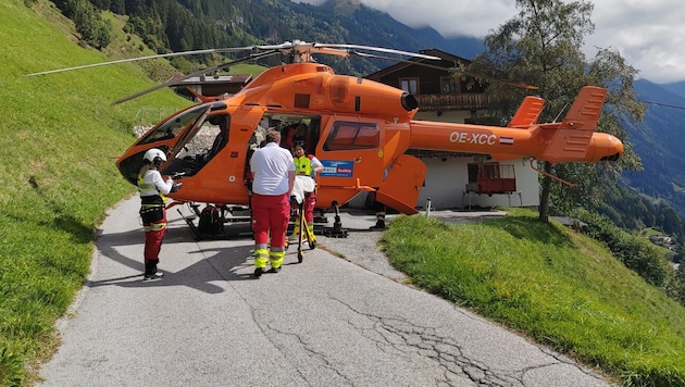 Martin 7 bei einem Einsatz im Sommer in Brandberg oberhalb von Mayrhofen