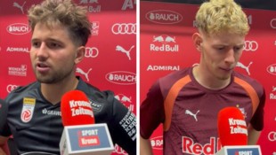 Simon Seidl von Sturm Graz (links) und Valentin Zabransky von Salzburg.