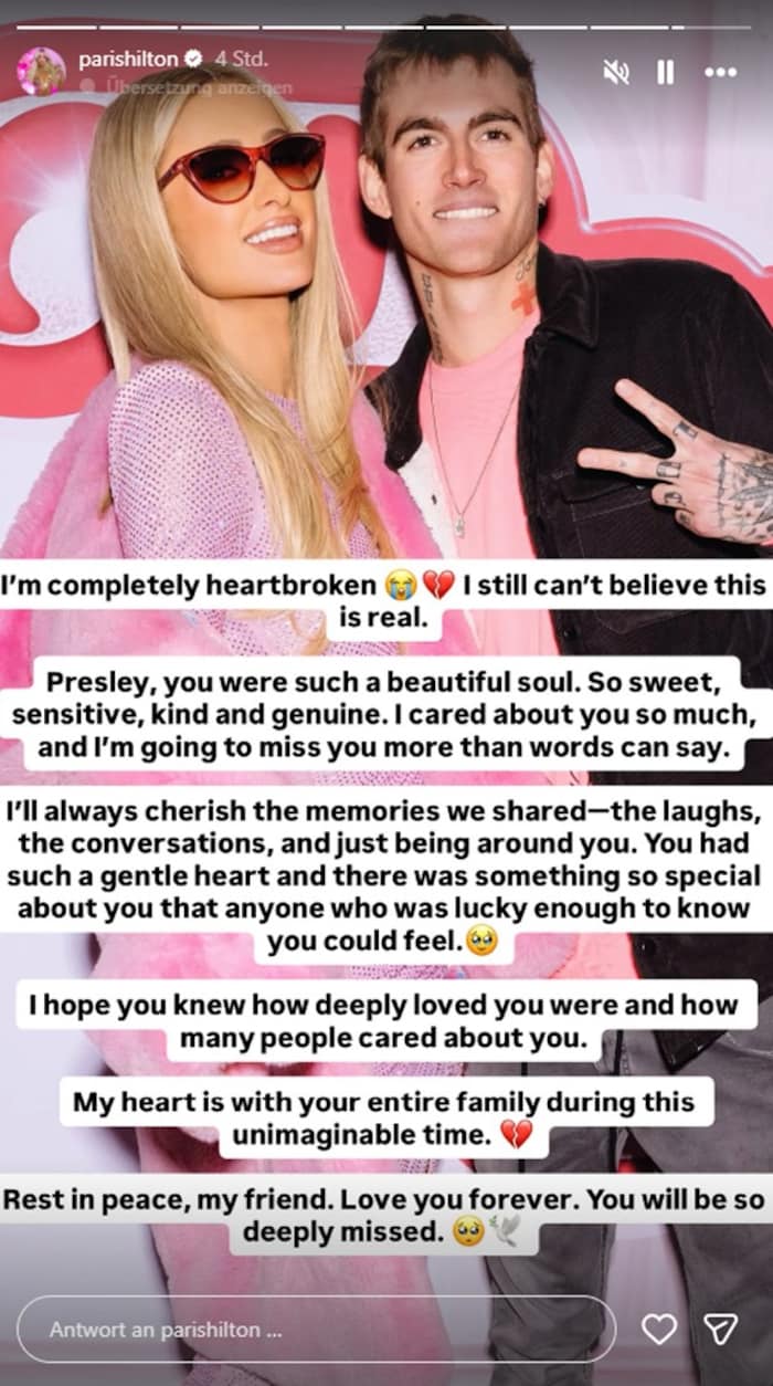 Mit dieser langen und sehr emotionalen Botschaft verabschiedete sich Paris Hilton von Presley ...