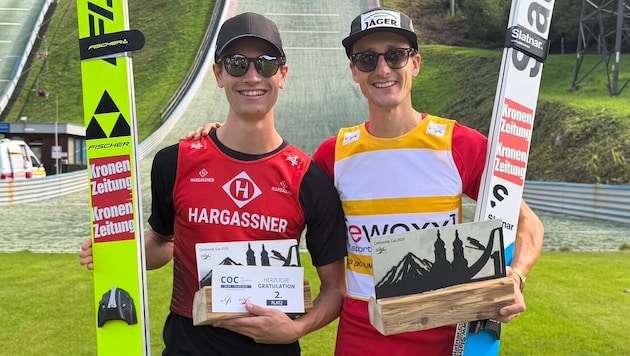 Clemens Aigner (r.) feierte am Sonntag vor seinem Teamkollegen Raffael Zimmermann den 35. Sieg ...