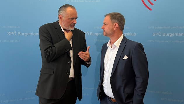 Doskozil und Fürst bei der zweitägigen Klubklausur in Illmitz.