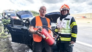 Lkw-Lenker Vejsil Alisic und Einsatzleiter Manuel Studener