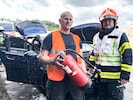 Lkw-Lenker Vejsil Alisic und Einsatzleiter Manuel Studener