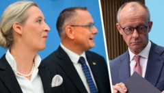 Himmelhoch jauchzend und zu Tode betrübt: Die AfD-Chefs Weidel und Chruppala (li.) schweben auf ...