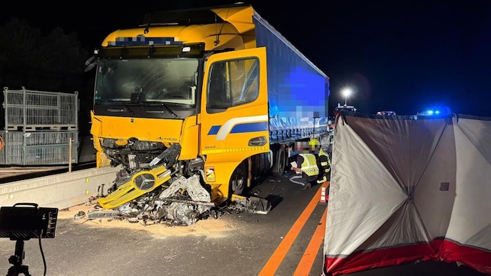 Auch der Lkw wurde massiv beschädigt.