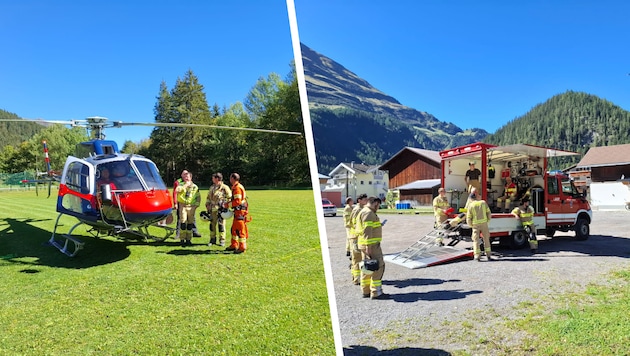 Neben der Feuerwehr rückte unter anderem auch der Polizeihubschrauber Libelle Tirol an.
