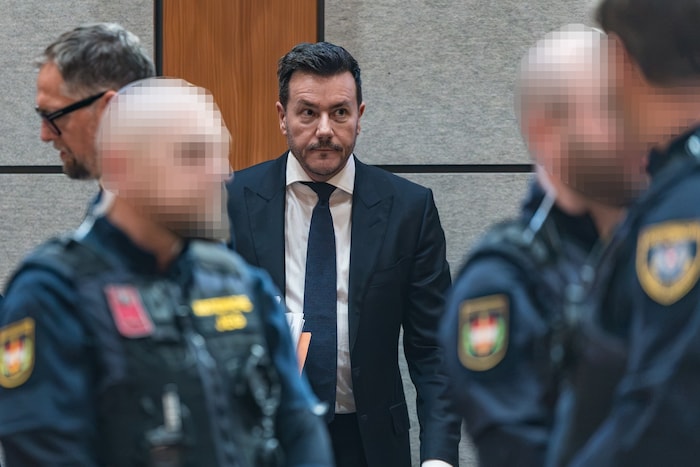 René Benko on Tuesday shortly before the trial began.