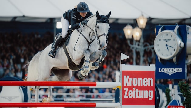 Katharina Rhomberg auf Colestus Cambridge im Vorjahr beim Longines Global Champions Tour-Event ...